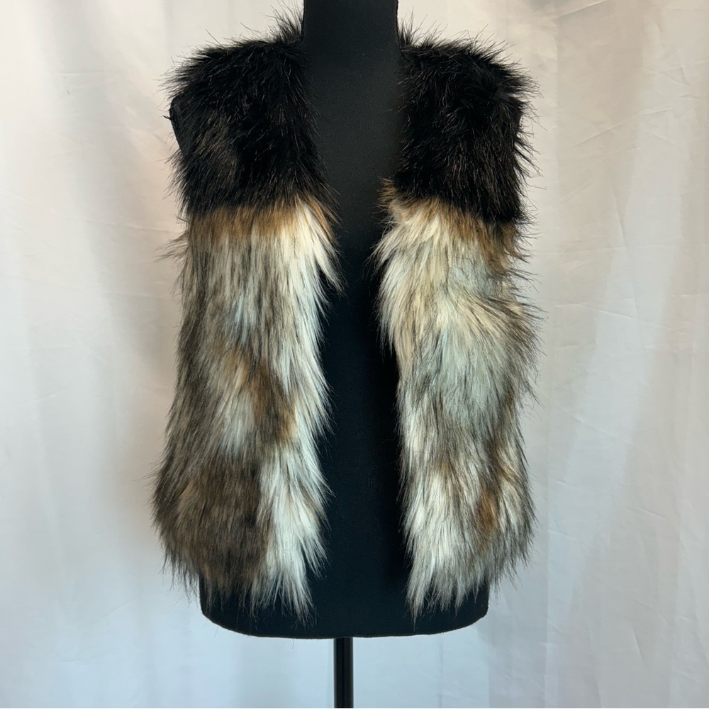 ARITZIA Talula fur vest black brown cream colours size XXS - Picture 12 of 13